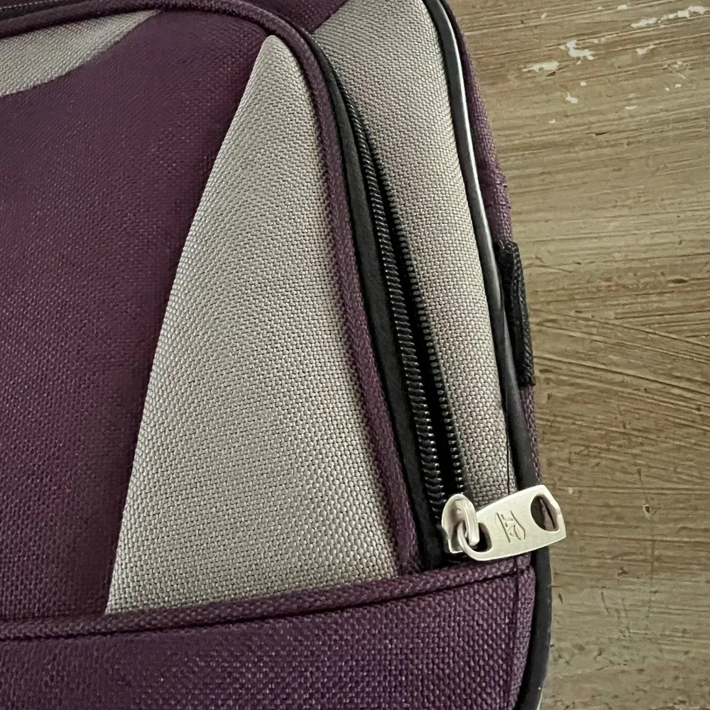 American Tourister Purple Gray Travel Boarding Bag Shoulder Strap Carry On Tote